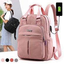 Load image into Gallery viewer, Women Nylon School Backpacks Anti Theft USB Charge Backpack Waterproof Bagpack School Bags For Teenage Girls Travel Bag New