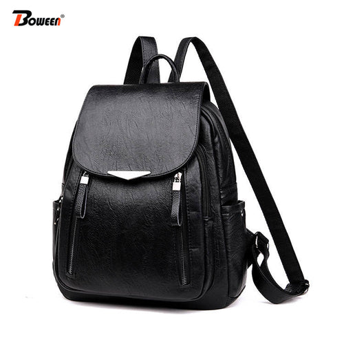 Pu Leather Backpack Women Black 2019 New Women Backpack female Solid Bagpack Ladies Backbag Back Pack red