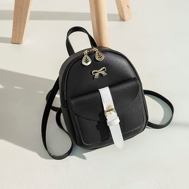 Women's Mini Backpack Luxury PU Leather Kawaii Backpack Cute Graceful Bagpack Small School Bags for Girls Bow-knot #4
