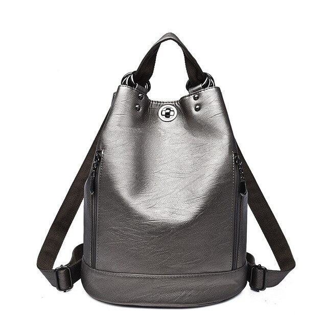 Female Backpacks Solid Women School Backpack Mochilas Women Leather Backpacks High Quality Ladies Bagpack Vintage Sac A Dos