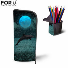 Load image into Gallery viewer, FORUDESIGNS Blue Dolphin Kids Backpack for Girls Sea Animal Print School Bag Set Children Daily Bagpack 3Pcs with Pencil Bag