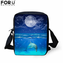 Load image into Gallery viewer, FORUDESIGNS Blue Dolphin Kids Backpack for Girls Sea Animal Print School Bag Set Children Daily Bagpack 3Pcs with Pencil Bag