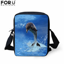Load image into Gallery viewer, FORUDESIGNS Blue Dolphin Kids Backpack for Girls Sea Animal Print School Bag Set Children Daily Bagpack 3Pcs with Pencil Bag