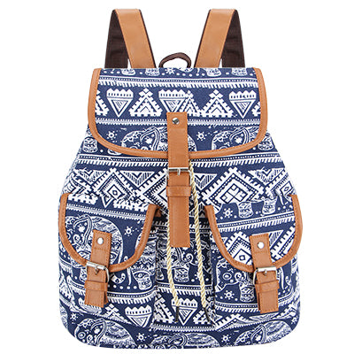 Sansarya New 2018 School Bag Bohemian Vintage Women Backpack Drawstring Printing Canvas Bagpack Sac a Dos Femme Rucksack Female