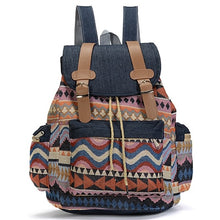Load image into Gallery viewer, Sansarya New 2018 School Bag Bohemian Vintage Women Backpack Drawstring Printing Canvas Bagpack Sac a Dos Femme Rucksack Female