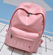 Load image into Gallery viewer, Women Leather Backpack Pink Letter Bolsas Mochila Feminina Large Girl Schoolbag Travel Bag School Backpacks Black Bagpack