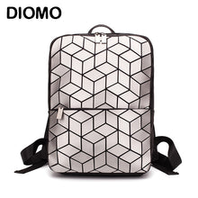 Load image into Gallery viewer, DIOMO 2019 Geometric Rhombic Backpack Women Fashion Luxury Bagpack Silver Female Bag Travel Laptop Bookbag Girls