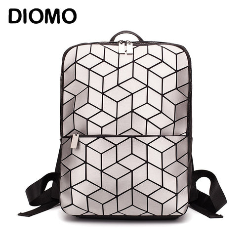 DIOMO 2019 Geometric Rhombic Backpack Women Fashion Luxury Bagpack Silver Female Bag Travel Laptop Bookbag Girls