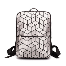 Load image into Gallery viewer, DIOMO 2019 Geometric Rhombic Backpack Women Fashion Luxury Bagpack Silver Female Bag Travel Laptop Bookbag Girls